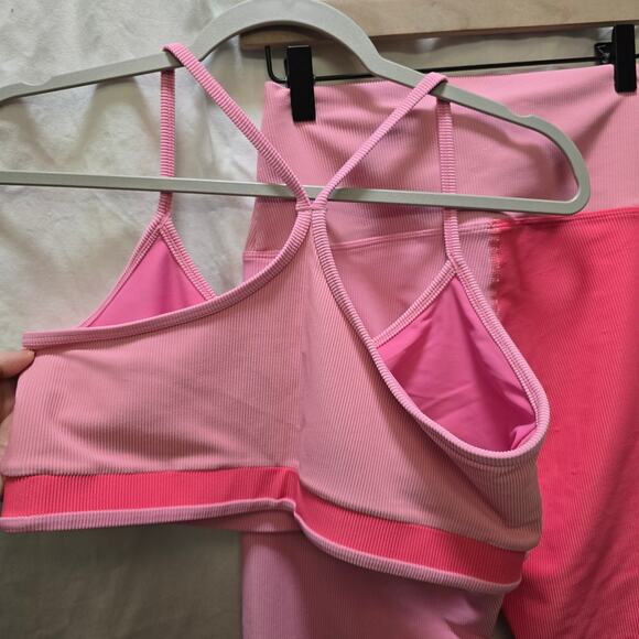 LoveShackFancy x Beach Riot pink colorblock ribbed large legging XL sports bra - Picture 15 of 15